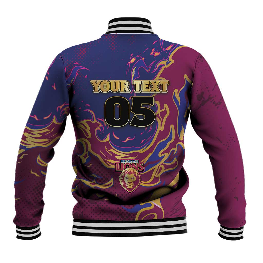 Custom Brisbane Maroon Baseball Jacket Lions Blazing Fire