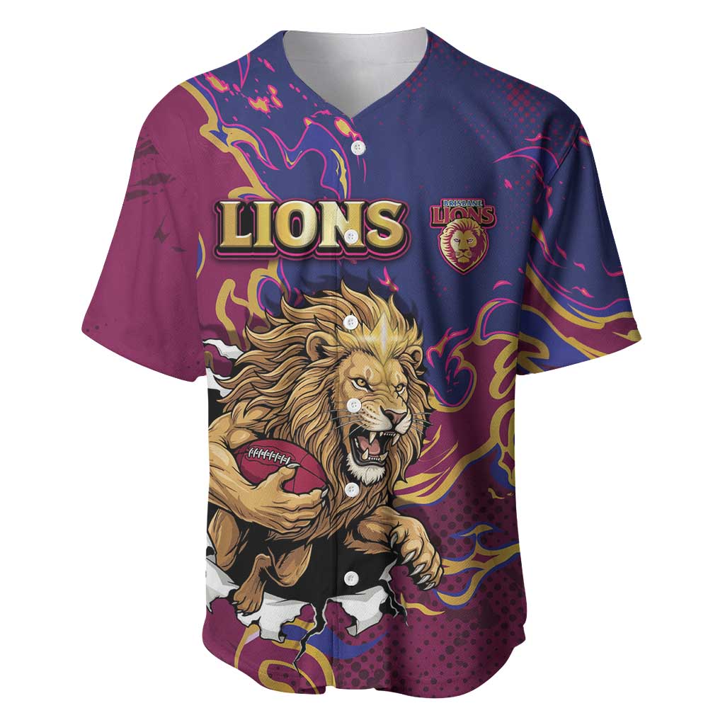 Custom Brisbane Maroon Baseball Jersey Lions Blazing Fire