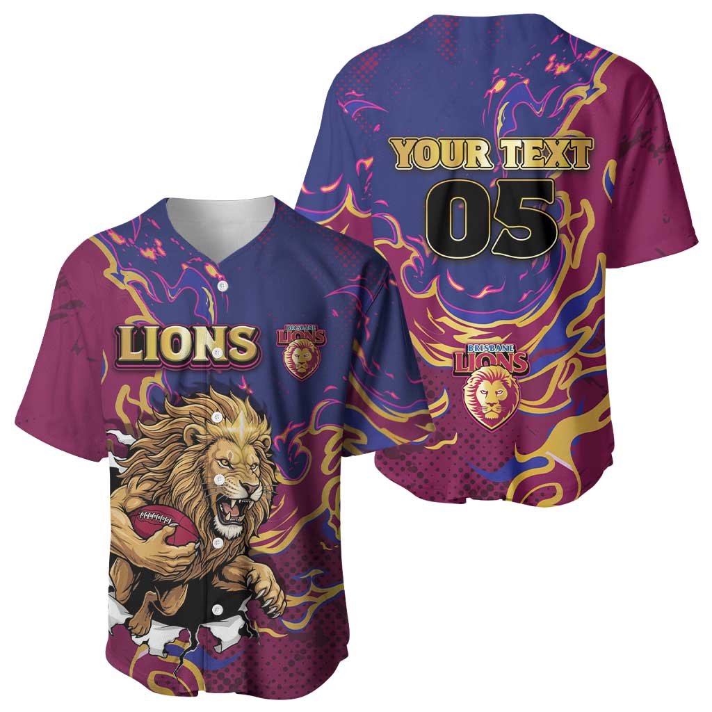 Custom Brisbane Maroon Baseball Jersey Lions Blazing Fire
