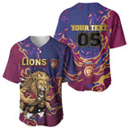 Custom Brisbane Maroon Baseball Jersey Lions Blazing Fire