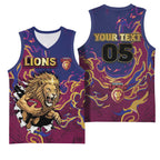 Custom Brisbane Maroon Basketball Jersey Lions Blazing Fire