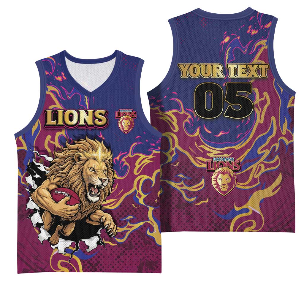 Custom Brisbane Maroon Basketball Jersey Lions Blazing Fire