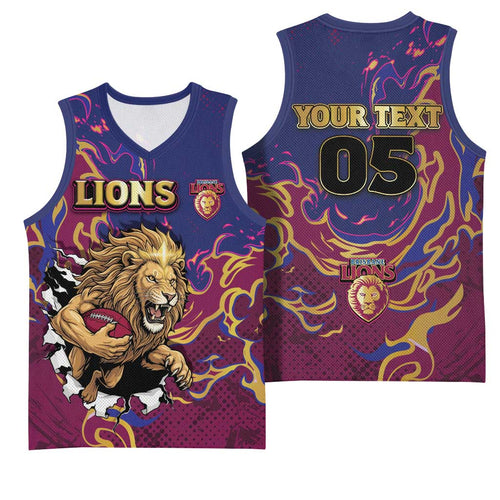 Custom Brisbane Maroon Basketball Jersey Lions Blazing Fire