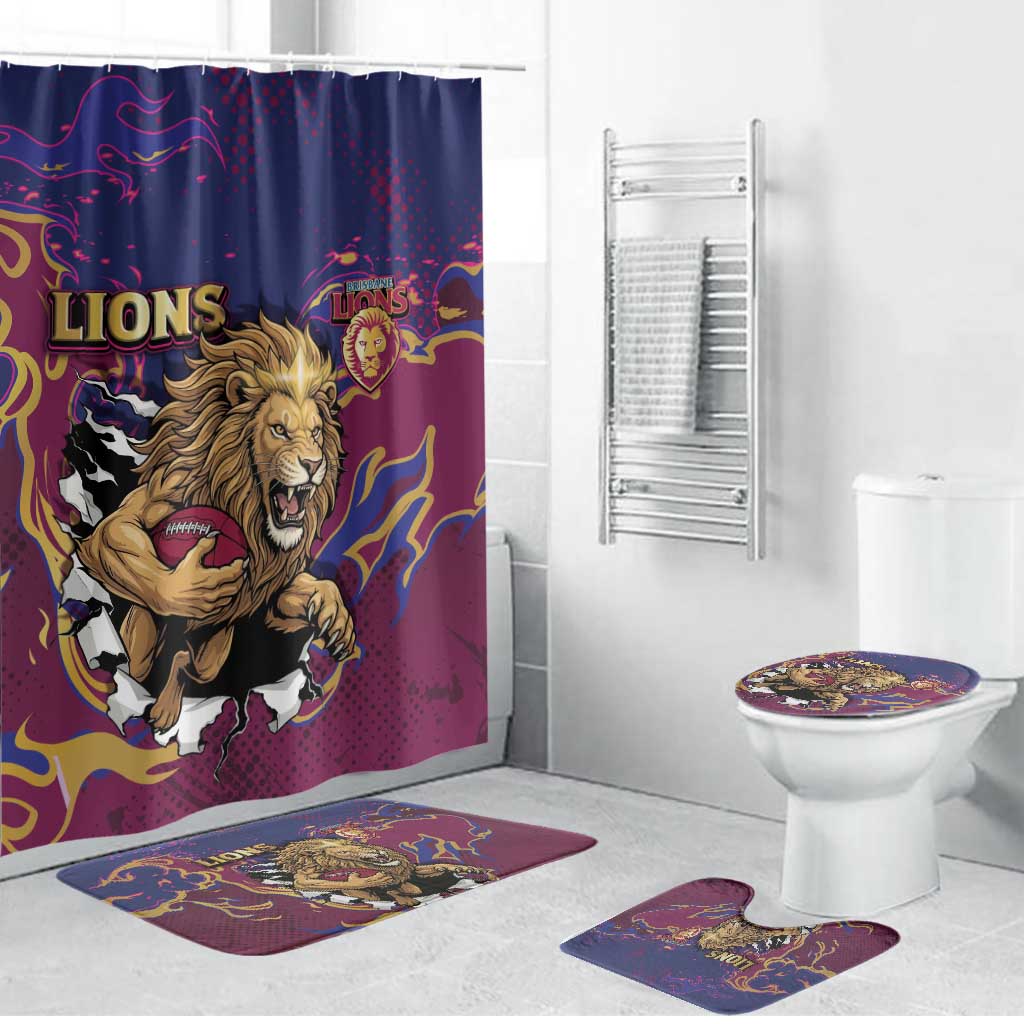 Brisbane Maroon Bathroom Set Lions Blazing Fire