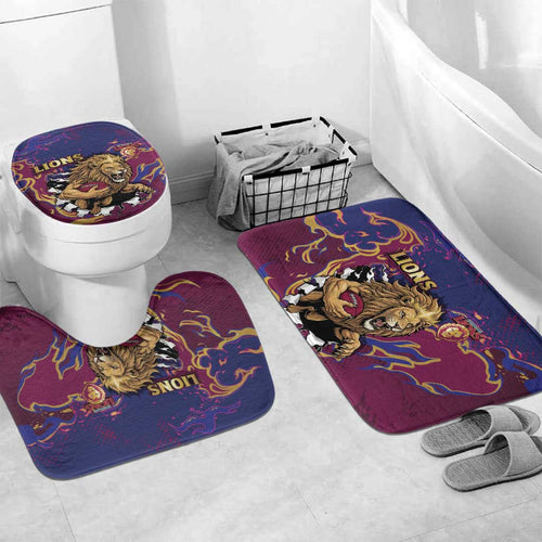 Brisbane Maroon Bathroom Set Lions Blazing Fire