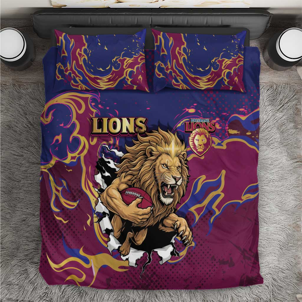 Brisbane Maroon Bedding Set Lions Blazing Fire