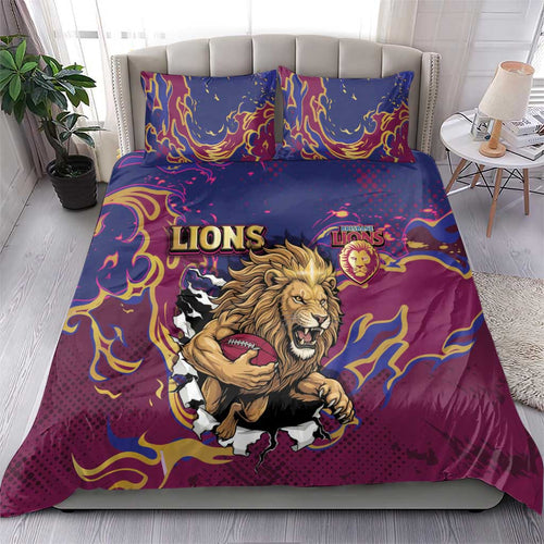 Brisbane Maroon Bedding Set Lions Blazing Fire