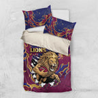 Brisbane Maroon Bedding Set Lions Blazing Fire