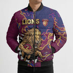 Custom Brisbane Maroon Bomber Puffer Jacket Lions Blazing Fire