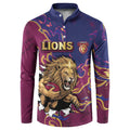 Custom Brisbane Maroon Button Sweatshirt Lions Blazing Fire