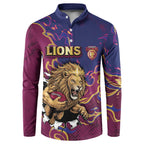 Custom Brisbane Maroon Button Sweatshirt Lions Blazing Fire