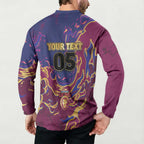 Custom Brisbane Maroon Button Sweatshirt Lions Blazing Fire