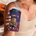 Custom Brisbane Maroon 4 in 1 Can Cooler Tumbler Lions Blazing Fire
