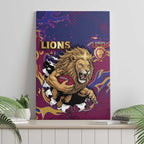 Brisbane Maroon Canvas Wall Art Lions Blazing Fire