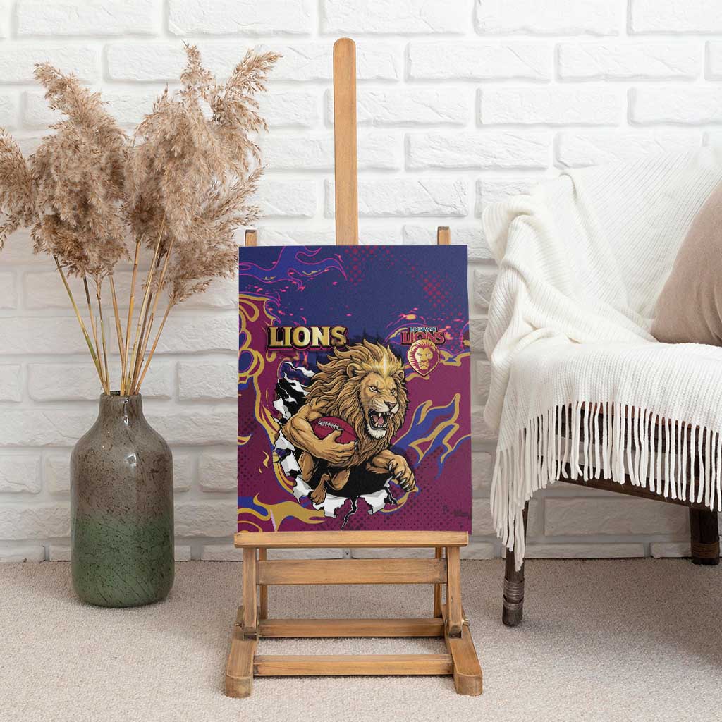 Brisbane Maroon Canvas Wall Art Lions Blazing Fire