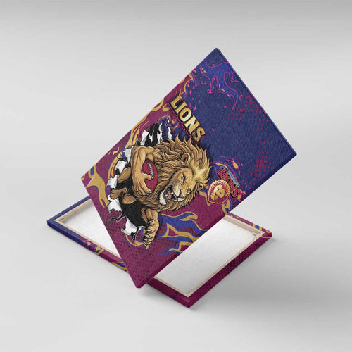 Brisbane Maroon Canvas Wall Art Lions Blazing Fire