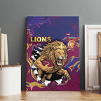 Brisbane Maroon Canvas Wall Art Lions Blazing Fire