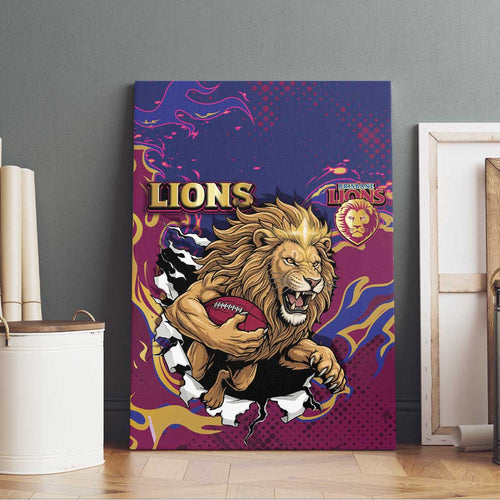 Brisbane Maroon Canvas Wall Art Lions Blazing Fire