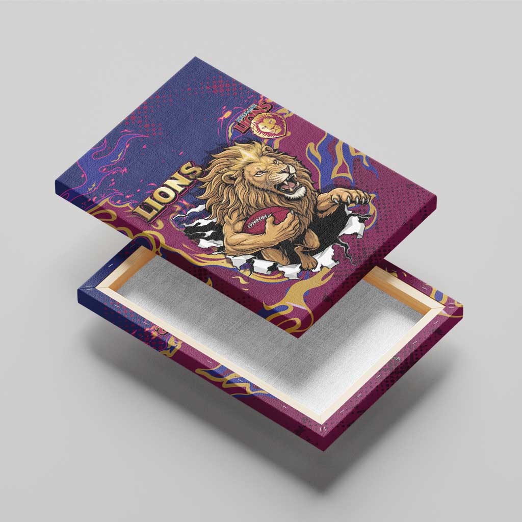 Brisbane Maroon Canvas Wall Art Lions Blazing Fire