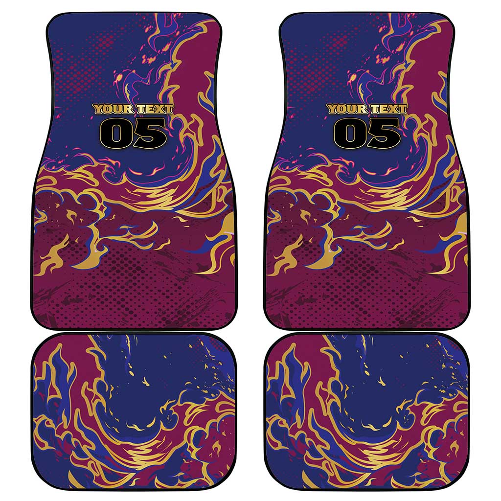 Custom Brisbane Maroon Car Mats Lions Blazing Fire