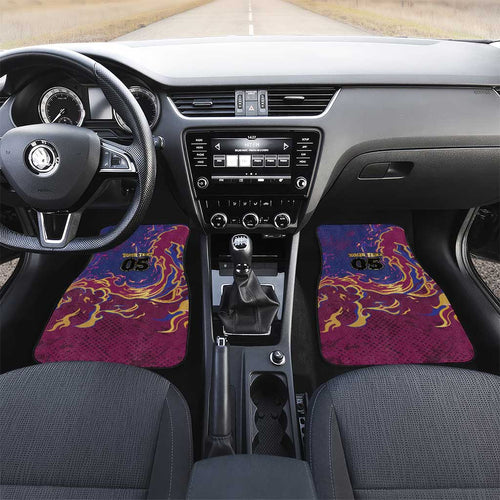 Custom Brisbane Maroon Car Mats Lions Blazing Fire