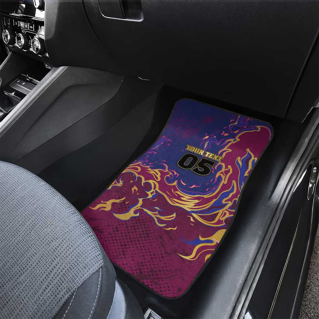 Custom Brisbane Maroon Car Mats Lions Blazing Fire
