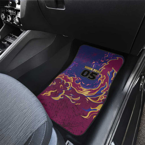 Custom Brisbane Maroon Car Mats Lions Blazing Fire