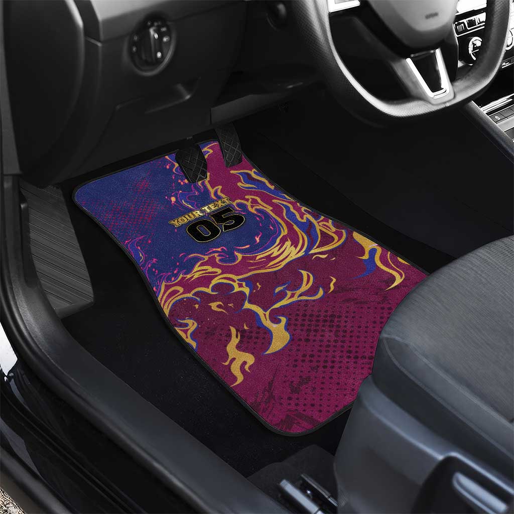 Custom Brisbane Maroon Car Mats Lions Blazing Fire