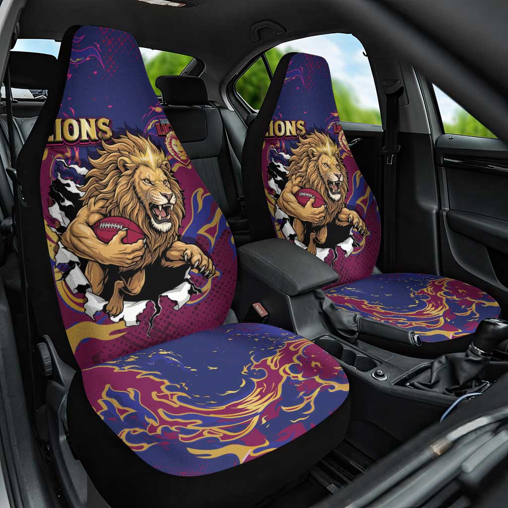 Brisbane Maroon Car Seat Cover Lions Blazing Fire
