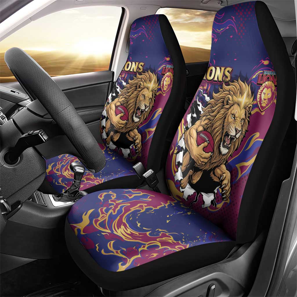 Brisbane Maroon Car Seat Cover Lions Blazing Fire