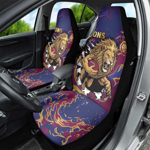 Brisbane Maroon Car Seat Cover Lions Blazing Fire