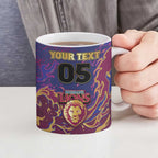 Custom Brisbane Maroon Ceramic Mug Lions Blazing Fire