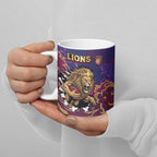 Custom Brisbane Maroon Ceramic Mug Lions Blazing Fire