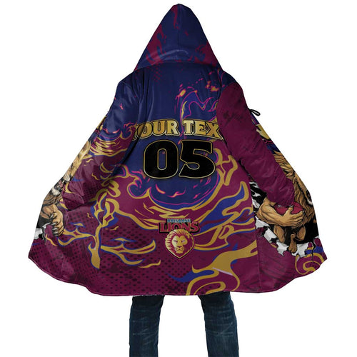 Custom Brisbane Maroon Cloak Lions Blazing Fire