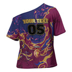 Custom Brisbane Maroon Cross Shoulder Shirt Lions Blazing Fire