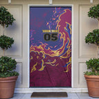 Custom Brisbane Maroon Door Cover Lions Blazing Fire
