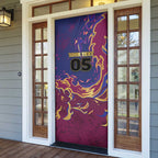 Custom Brisbane Maroon Door Cover Lions Blazing Fire