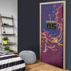 Custom Brisbane Maroon Door Cover Lions Blazing Fire