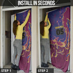 Custom Brisbane Maroon Door Cover Lions Blazing Fire