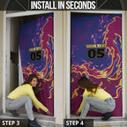 Custom Brisbane Maroon Door Cover Lions Blazing Fire