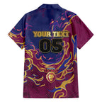 Custom Brisbane Maroon Family Matching Mermaid Dress and Hawaiian Shirt Lions Blazing Fire