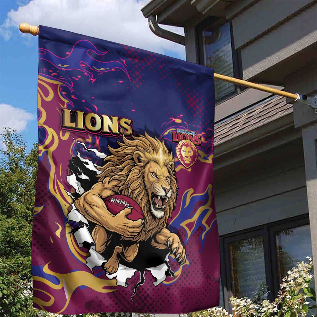 Brisbane Maroon Garden Flag Lions Blazing Fire