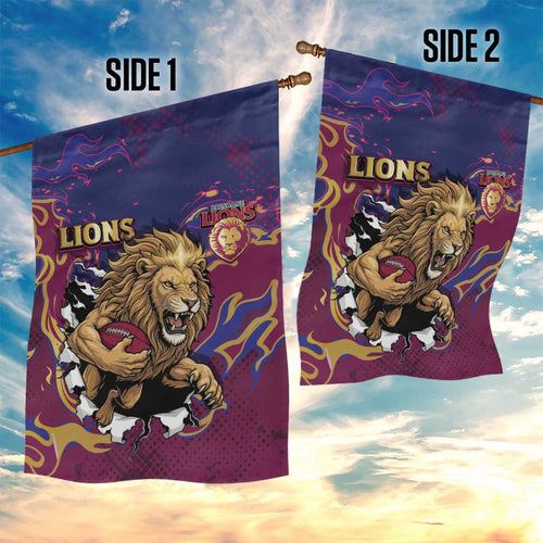 Brisbane Maroon Garden Flag Lions Blazing Fire