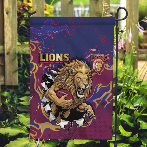 Brisbane Maroon Garden Flag Lions Blazing Fire