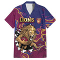 Custom Brisbane Maroon Hawaiian Shirt Lions Blazing Fire