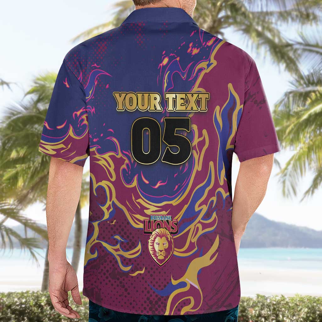 Custom Brisbane Maroon Hawaiian Shirt Lions Blazing Fire