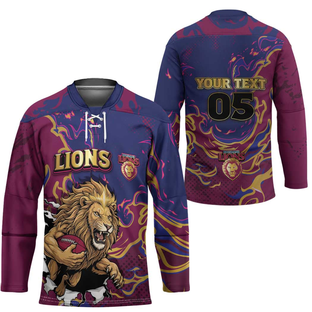 Custom Brisbane Maroon Hockey Jersey Lions Blazing Fire