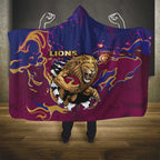 Brisbane Maroon Hooded Blanket Lions Blazing Fire