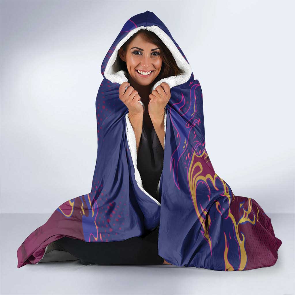 Brisbane Maroon Hooded Blanket Lions Blazing Fire