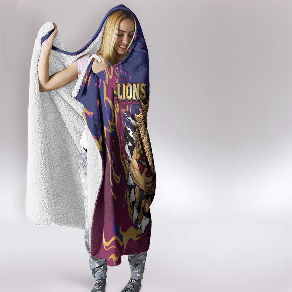Brisbane Maroon Hooded Blanket Lions Blazing Fire